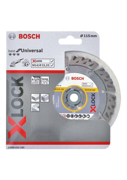Bosch - X-LOCK - Best Serisi Genel Yapı Malzemeleri ve Metal İçin Elmas Kesme Diski 115 mm 2608615160