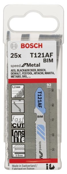 Bosch - Hızlı Kesim Serisi Metal İçin T 121 AF Dekupaj Testeresi Bıçağı - 25'Li Paket 2608636700