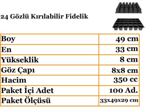 24 Gözlü Kare  Fide Tohum Viyolü (10 adet)