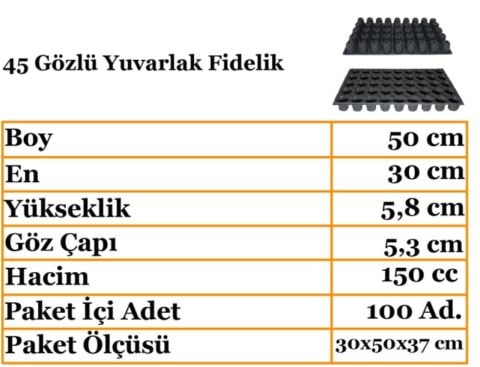 45 Gözlü Yuvarlak Fide Çelik Tohum Ekim Viyolü (10 adet)