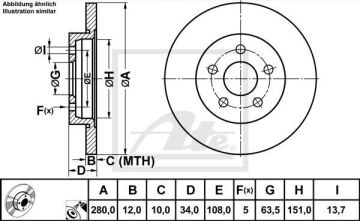 Ford Mondeo 3 Arka Fren Diski 280 mm Çap 2001-2007 ATE ORIGINAL