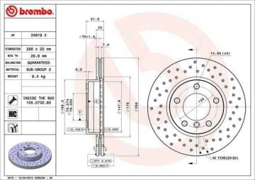 BMW 3 Serisi E46 323i Performanslı Ön Fren Diski 286 mm Çap Delikli 1999-2005 BREMBO XTRA