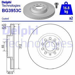 Audi TT Ön Fren Diski 2.0 TFSI 312 mm Çap 2014 Sonrası DELPHI