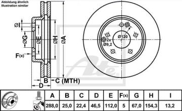 MERCEDES 171 Kasa SLK200 K Ön Fren Diski Havalı 288 mm ATE ORIGINAL