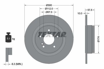 Mercedes 204 Kasa C220 Arka Fren Diski Bütün Modellere 300 mm Çap 2007-2013 TEXTAR