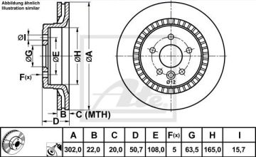 Volvo XC60 D5 Arka Fren Diski 302 mm 2008-2017 ATE ORIGINAL