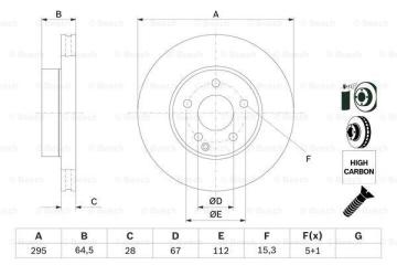 Mercedes 204 Kasa C220 Ön Fren Diski Standart Paket 295 mm Çap 2007-2013 BOSCH