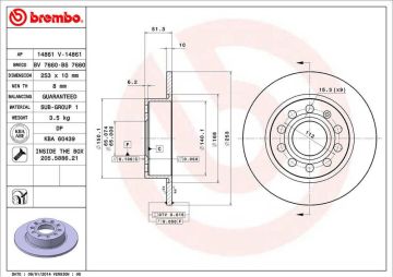 Skoda Octavia 3 Arka Fren Diski 1.2 TSI 253 mm Çap Manuel El Freni İçin 2013-2020 BREMBO