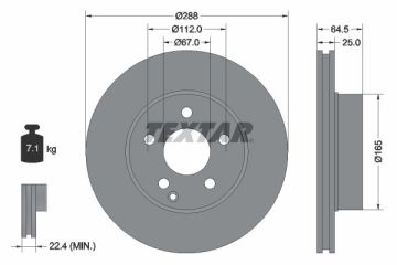 Mercedes 204 Kasa C180 Ön Fren Diski Standart Paket 288 mm Çap 2007-2013 TEXTAR