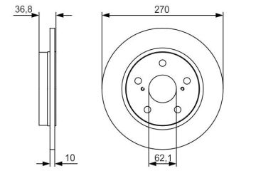 Toyota Corolla Arka Fren Diski Benzinli İngiliz Montaj 270 mm Çap 2007-2012 BOSCH