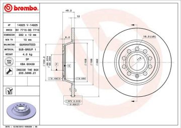 Audi Q3 Arka Fren Diski 1.4 TFSI 150 Beygir 282 mm Çap 2012-2018 BREMBO