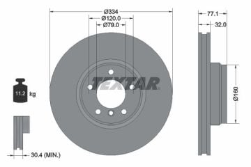 BMW 7 Serisi E38 740d / 750i Ön Fren Diski 334 mm Çap 1995-2001 TEXTAR