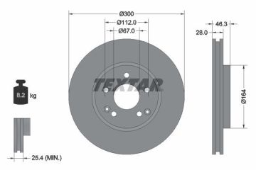 Mercedes 209 Kasa CLK200 Kompresör / CLK320 Ön Fren Diski Havalı 300 mm TEXTAR