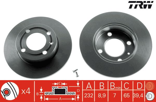 Volkswagen Polo 3 Arka Fren Diski 1.4 16V 232 mm Dolu 1999-2001 TRW