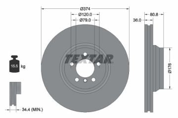 BMW E65 745d / 760i Ön Fren Diski Havalı 374 mm - TEXTAR