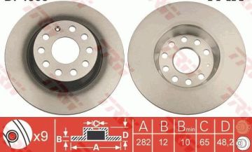 Volkswagen Tiguan Arka Fren Diski 1.4 TSI 160 Beygir 282 mm Çap 2008-2015 TRW