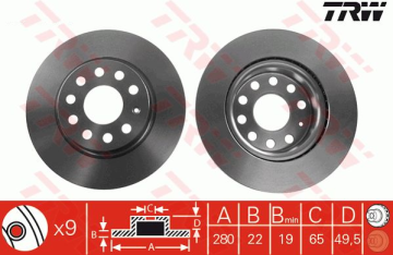 Seat Altea Ön Fren Diski 1.6 Benzinli 102 Beygir 280 mm Çap 2004-2015 TRW