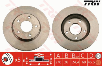 Mitsubishi Lancer Ön Fren Diski 1.6 276 mm Çap 2008-2013 TRW