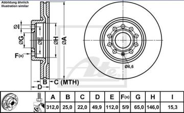 Skoda SUPERB Performanslı Fren Diski Ön 2.0 TDI 312 mm Çizgili 2008-2014 ATE POWER DISC
