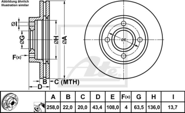 Ford Fiesta 5 Performanslı Fren Diski Ön 1.6 TDCi Çizgili 258 mm 2002-2009 ATE POWER DISC