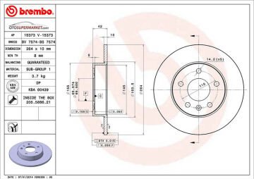 Opel Corsa C Arka Fren Diski 1.7 CDTI 101 Beygir 264 mm Çap 5 Bijon 2001-2006 BREMBO