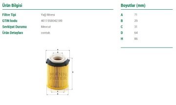 Mercedes C Serisi W205 Kasa C200 Yağ Filtresi 1.5 204 Beygir 2014-2021 MANN