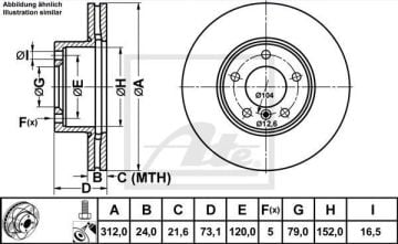 BMW 3 Serisi F30 320d Performanslı Ön Fren Diski 2.0 Dizel 184 Beygir 312 mm Çap Çizgili 2012-2019 ATE POWER DISC