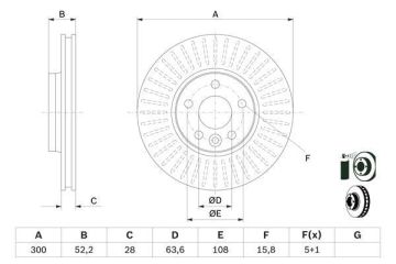 Land Rover Freelander 2 Ön Fren Diski 2.2 TD 300 mm Çap 2006-2014 BOSCH