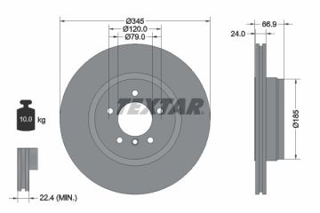 BMW E65 740i / 740d / 745i / 750i / 760i Arka Fren Diski Havalı 345 mm - TEXTAR