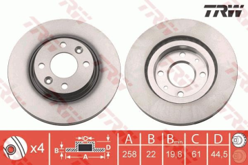 Renault Clio 4 Ön Fren Diski 0.9 TCe 90 Beygir 258 mm Çap 2012-2019 TRW