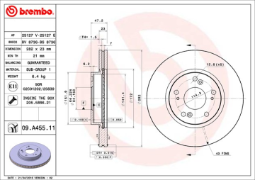 Honda Civic Ön Fren Diski 1.5 Turbo RS Sedan FC1 282 mm Çap 2017 Sonrası BREMBO