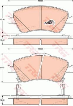 Toyota Auris Ön ve Arka Fren Balata Seti 1.4 Dizel D4D 2007-2012 TRW