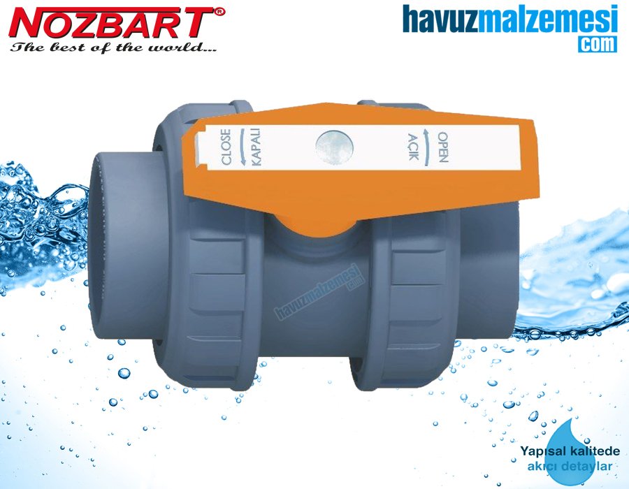 20 mm. Yapıştırma Küresel Asit Vanası PVC Nozbart