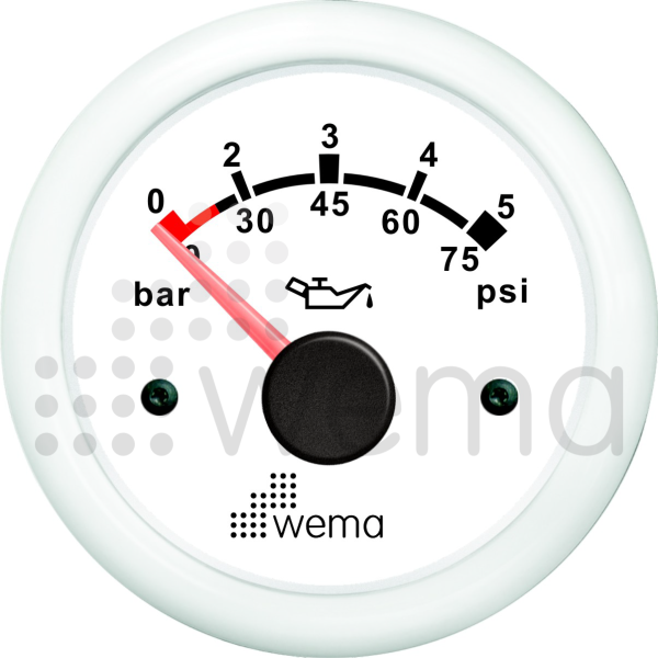 YAĞ BASINÇ GÖSTERGESİ 5 BAR 52 mm BEYAZ/BEYAZ