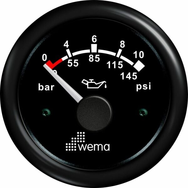 YAĞ BASINÇ GÖSTERGESİ 10 BAR 52 mm SİYAH/SİYAH