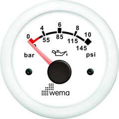 YAĞ BASINÇ GÖSTERGESİ 10 BAR 52 mm BEYAZ/BEYAZ