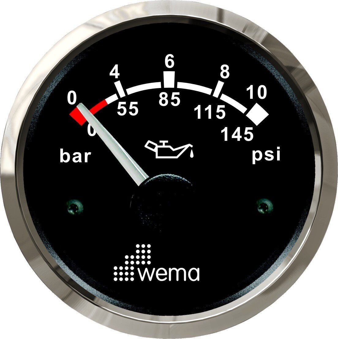 YAĞ BASINÇ GÖSTERGESİ 10 BAR 52 mm KROM/SİYAH