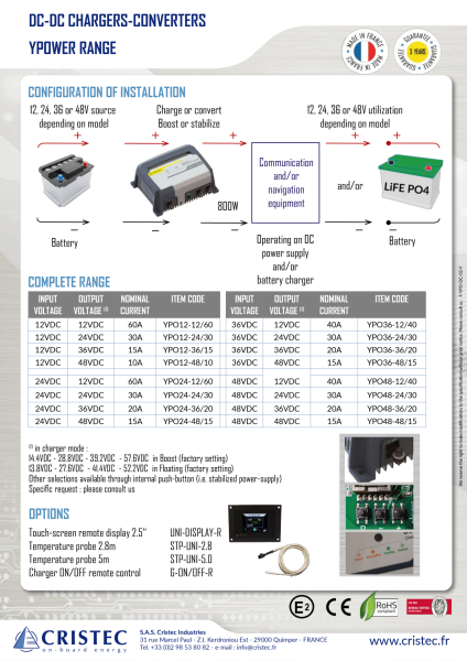 YPOWER DC-DC AKÜ ŞARJ CİHAZI/KONVERTÖR 24V-48V/15A TEK ÇIKIŞ FANSIZ