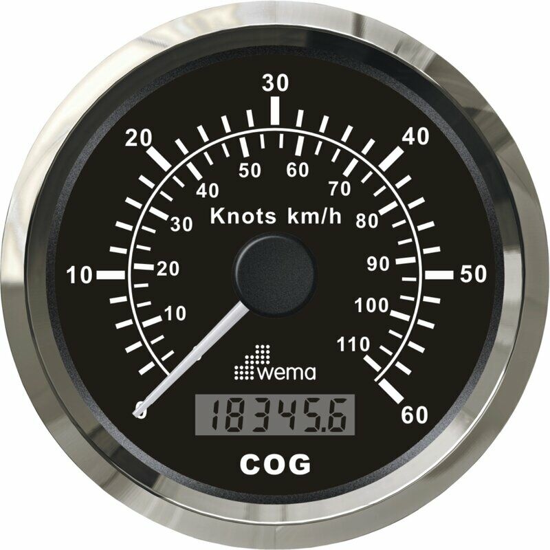 HIZ GÖSTERGESİ GPS BAĞLANTILI 60 KNOTS  85 mm KROM/SİYAH