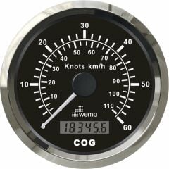 HIZ GÖSTERGESİ GPS BAĞLANTILI 60 KNOTS  85 mm KROM/SİYAH