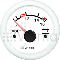 VOLTMETRE ANALOG 12V 52 mm BEYAZ/BEYAZ