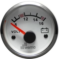 VOLTMETRE ANALOG 12V 52 mm KROM/BEYAZ