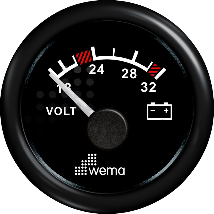 VOLTMETRE ANALOG 24V 52 mm SİYAH/SİYAH
