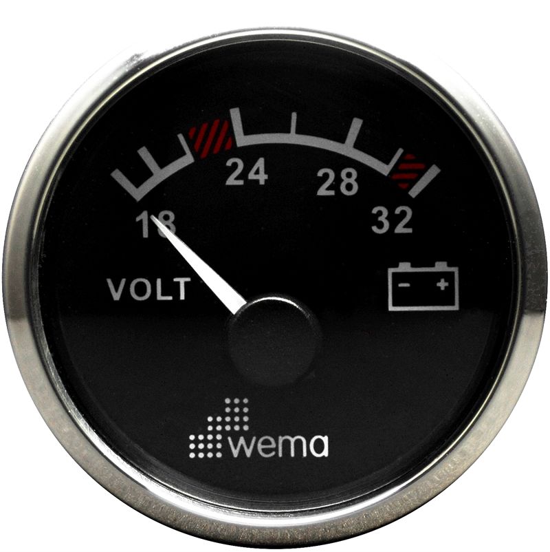 VOLTMETRE ANALOG 24V 52 mm KROM/SİYAH