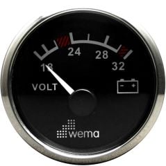 VOLTMETRE ANALOG 24V 52 mm KROM/SİYAH