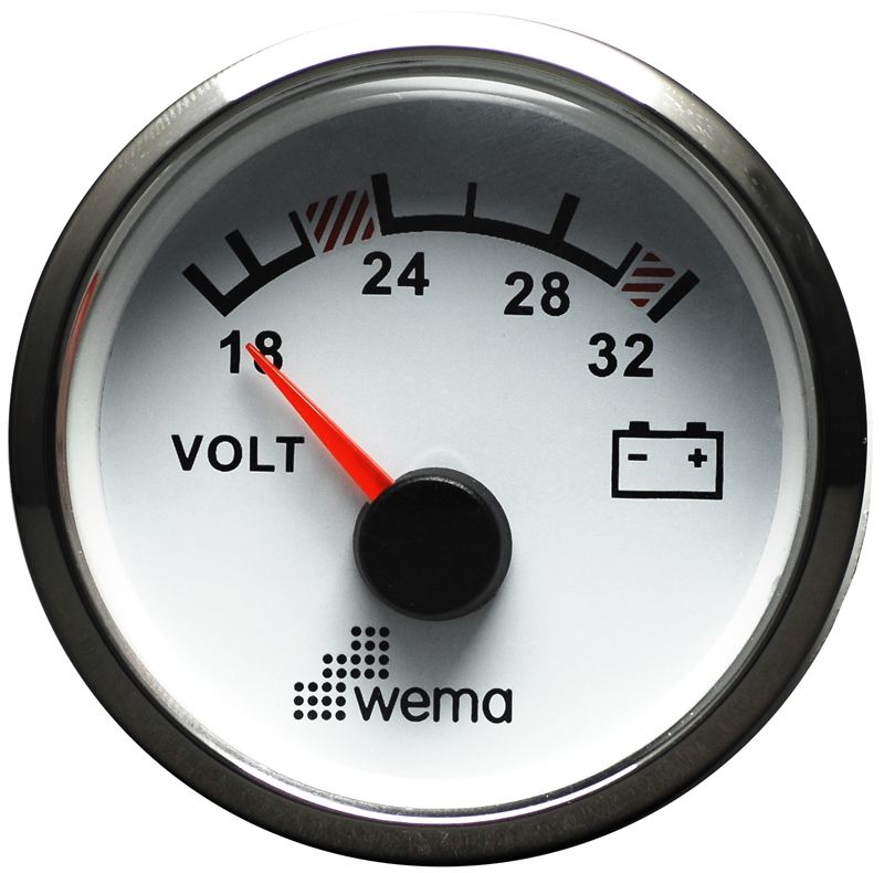 VOLTMETRE ANALOG 24V 52 mm KROM/BEYAZ