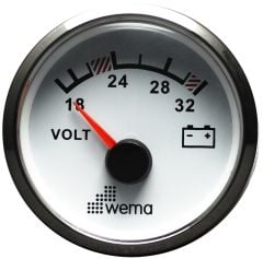 VOLTMETRE ANALOG 24V 52 mm KROM/BEYAZ