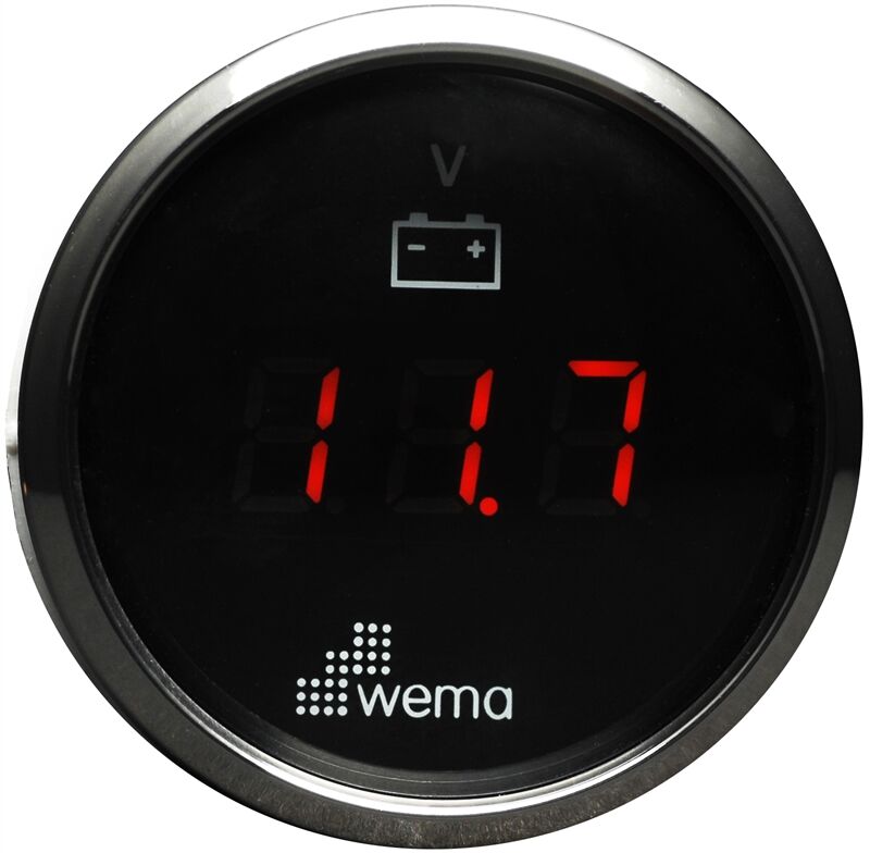 VOLTMETRE DİJİTAL 8-32V 52 mm KROM/SİYAH