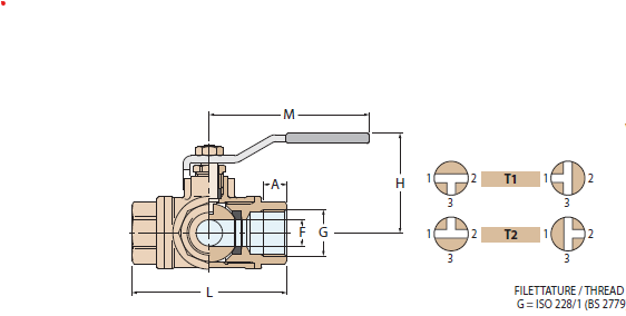 NİKEL KAPLI PİRİNÇ 3 YOLLU KÜRESEL VANA 1.1/2''