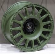Black Wolf 5877 17X8.0 6X139.7 ET-15 MATOLIVE GREEN+MAT BLK CAP